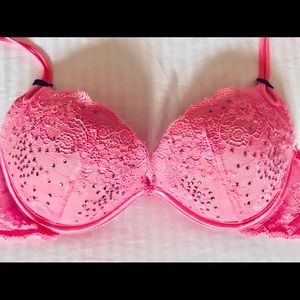 Pink Rhinestone Sexy Little Things VS Push Up Bra